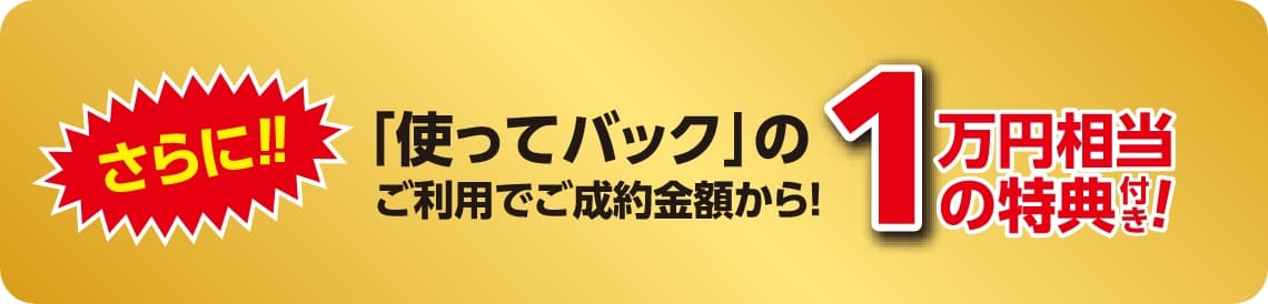【さらに】「使ってバッグ」のご利用でご成約金額から！1万円相当の特典付き！